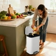 thumbnail image 3 of BeesClover 12L/20L/30L/50L Stainless Steel Step Trash Can with Soft-Close Lid & Removable Inner Bucket - Silver for Kitchen, 3 of 7