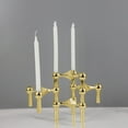 thumbnail image 4 of Candle Holder Set - Decorative Candle Stick Candle Holders - Modern Decor for Dining Table , Living Room Coffee Table , Or Shelf - Minimalist Candelabra for 3 Taper Candles (Gold), 4 of 6