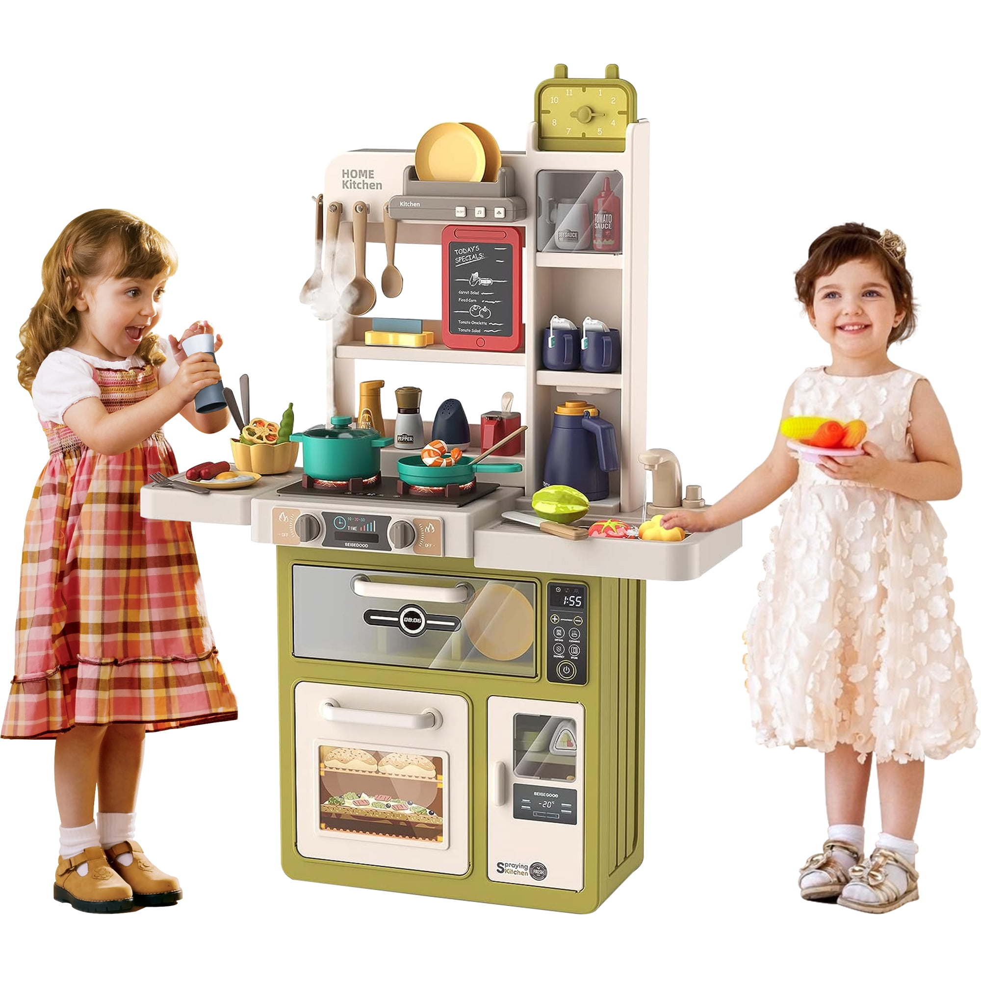 Yexmas Play Kitchen Kids Kitchen Playset with Real Sounds