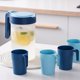 thumbnail image 1 of Juego de botellas de agua, recipiente de plástico de gran capacidad con 4 vasos, 1700 ml, azul o gris, para el hogar, la oficina y actividades al aire libre.,Vsgery, 1 of 9