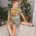thumbnail image 4 of Fotbe Girl Hugging Dog Flowers Pijama Estampada de 2 Piezas para Niños – Ropa de Dormir de Manga Corta Cómoda para Niños y Niñas, Camiseta y Shorts de Algodón-4X-Large, 4 of 6