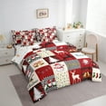 thumbnail image 3 of Homewish Merry Christmas Teens Twin Bedding Sets 7-Piece, Vintage Red Patchwork Bedding Comforter Set, Kawaii Rindeer Snowman Reversible Sheet Sets, Lightweight Room Decor, 3 of 7