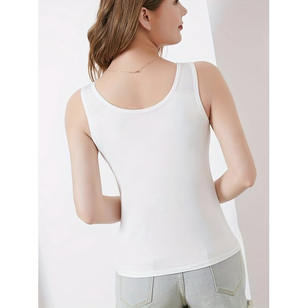 Women's Soft & Comfy Solid Padded Tank Tops - Stretch Sleeveless