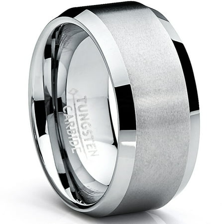10MM Men's Brushed Tungsten Carbide Wedding Band Ring, Comfort Fit ...