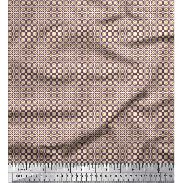 Soimoi Cotton Voile Fabric Geometric Small Print Fabric by Yard 42 Inch Wide