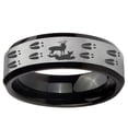thumbnail image 2 of Deer Hunting Tracks 8MM Beveled Edge Gray And Black Tungsten Men Ring, 2 of 2