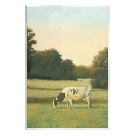 Stupell Industries Cow Grazing in Pasture Animals & Insects Painting Unframed Art Print Wall Art, 10 x 15