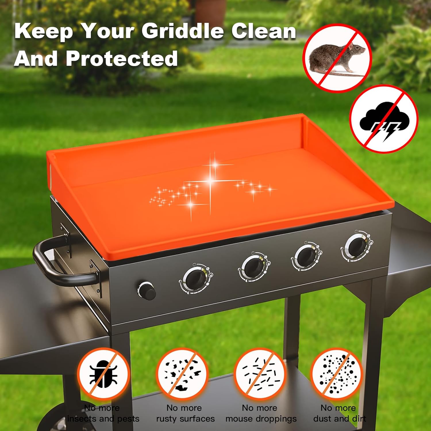 Griddle Cover for Blackstone, Upgraded Full-Edge 36 Inch BBQ Grill Cover Griddle Mat, Blackstone Cover Accessories, Protect Griddle from Rust, Rodents, Insects, Debris
