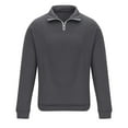 thumbnail image 4 of BXINGOHAI Men's Casual 1/4 Zip Hoodless Sweatshirt Breathable Comfy Pullover Tops Fleece Solid Long Sleeve Shirts 2024 Outdoor Daily Sweatshirt Today Sales Dark Gray,L, 4 of 5