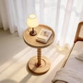 thumbnail image 3 of Rattan Round Side Table, Solid Wood Drink Table,Rubberwood‌ Small Drink Table for Small Spaces, Solid Wood Pedestal Coffee Tables, End Tables for Living Room, Sofa , Bedroom, 3 of 7