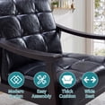 thumbnail image 6 of OMNIBERG Mid-Century Modern Accent Chair, PU Leather Armchair with Solid Wood Frame, Comfort Reading Chair Lounge Chair for Living Room Bedroom Sunroom, Black, 6 of 7