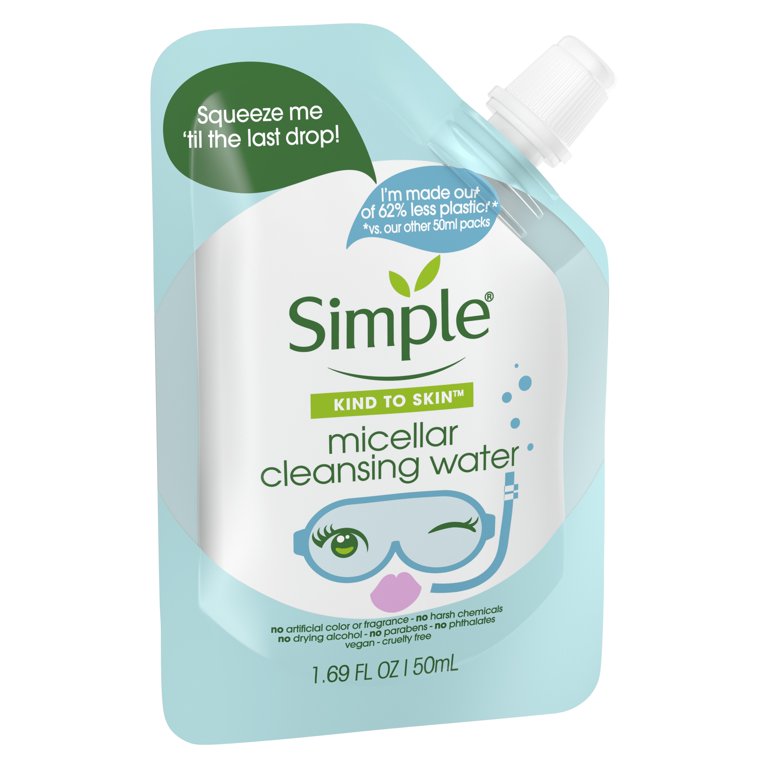 simple anti bac cleansing water Mini Micellar 1.69 oz It instantly boosts skin hydration by 90% Simple Cleansing Anti-Bacterial Wash -
