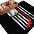 thumbnail image 2 of 6'x9' Area Rugs, Black American Flag Indoor Outdoor Area Rug for Living Room Bedroom, Vintage Red Hockey Star Strip Flag Washable Bathroom Rugs Kitchen Floor Carpet Mats Home Decor Aesthetic, 2 of 8
