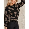 thumbnail image 5 of Cupshe Knitwear Animal-Leopard Sweater for Women Round Neck Banded Trim Casual Pullover Sweater, 5 of 5