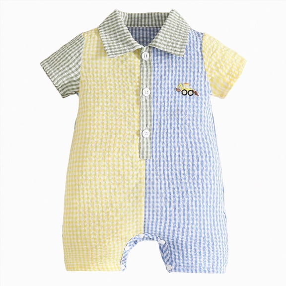 Newborn Baby Boy Summer Clothes Plaid Ruffle Bodysuits Onesie Infant Boy Romper Dresses Sleeveless Outfit 6-12 Months 12-24 Months 2t 3t 4t 5t 6t 7t 8t 9t Children 3-6 Months