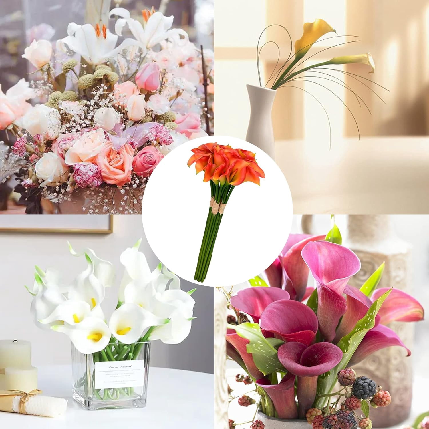 Artificial/Fake/Faux Flowers - Tulip Yellow 8PCS for Wedding, Home, Party, Restaurant