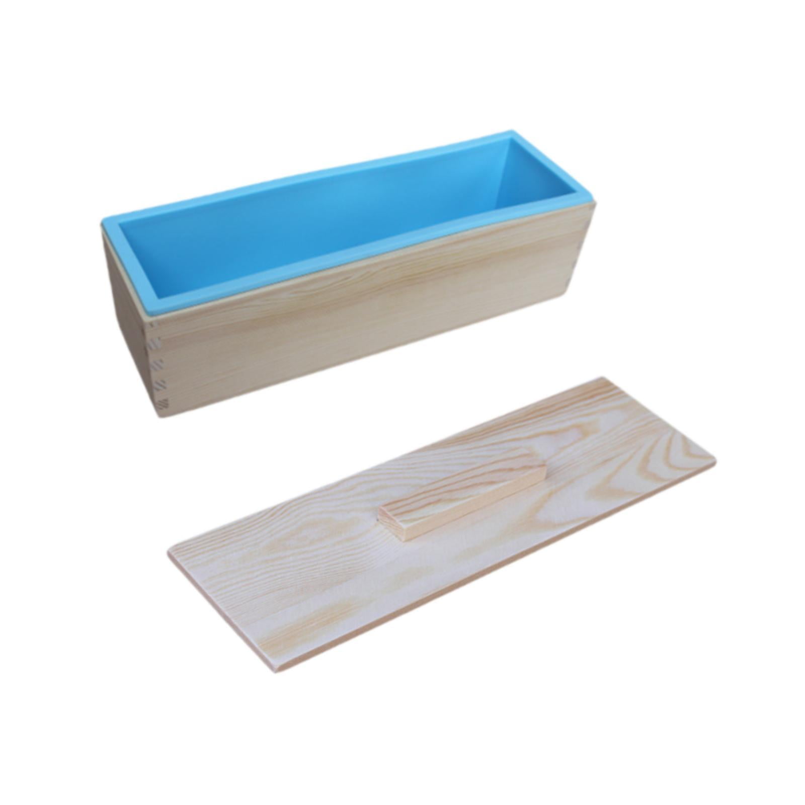 FVDPWYE Rectangle Handmade Soap Mould with Wood Box for Candles Making Soap Supplies Blue