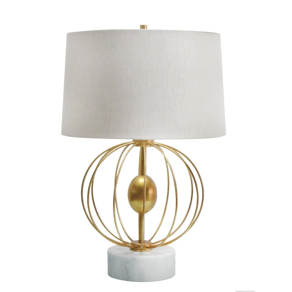 White Marble Base With Gold Metal Frame Table Lamp