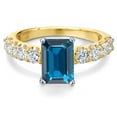 thumbnail image 3 of Gem Stone King 14K Two Tone Gold London Blue Topaz and Lab Grown Diamond Engagement Ring for Women | 3.59 Cttw | Emerald Cut 9X7MM | Gemstone November Birthstone | Size 5, 3 of 6