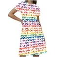 thumbnail image 2 of JUSLIO Girls Pleated Dress Print Casual Short Sleeve Dresses Size 6, 2 of 5
