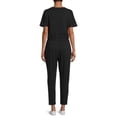 thumbnail image 3 of Time and Tru Women's Short Sleeve Knit Jumpsuit with Belt, 3 of 5