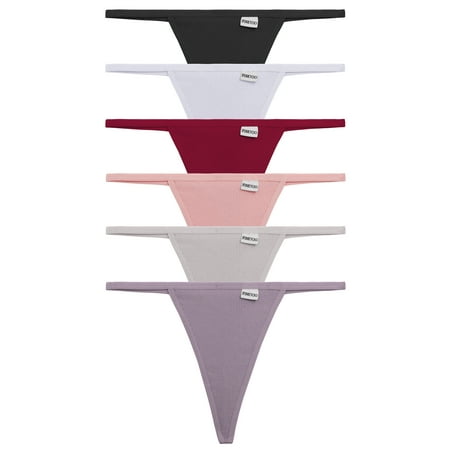 

FINETOO G-String Thongs for Women Cotton Panties Stretch T-back Tangas Low Rise Hipster Underwear Sexy S-XL 6 Pack