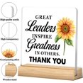 thumbnail image 2 of Leaders Gifts Thank You Gift for Boss Mentor Supervisor Leadership Clear Desk Decorative Sign Great Leaders Inspire Greatness In Others Acrylic Plaque With Wooden Stand 4x4 Inch Home Office Desk Decor, 2 of 7
