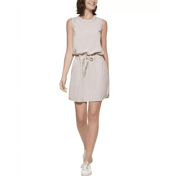 Calvin Klein Womens Performance Tank Dress, Beige, XXL