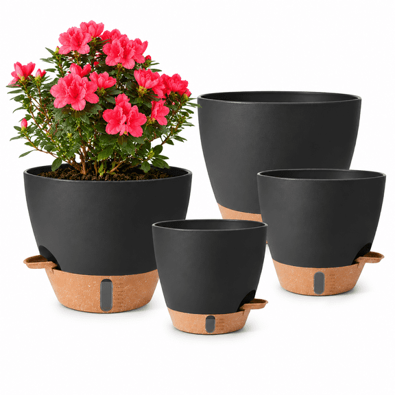 Self Watering Pots for Indoor Plants 12/10/9/8 Inch Large Plastic Self Watering Flower Pots Indoor Outdoor with Drainage Holes