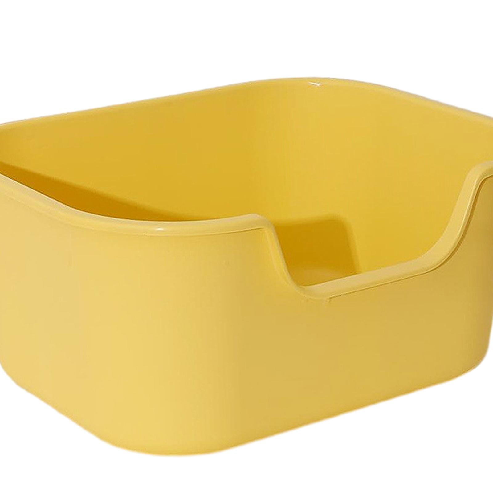 Open Litter Box Kitten Toilet Splashproof Portable Cat Toilet for Small Pets yellow