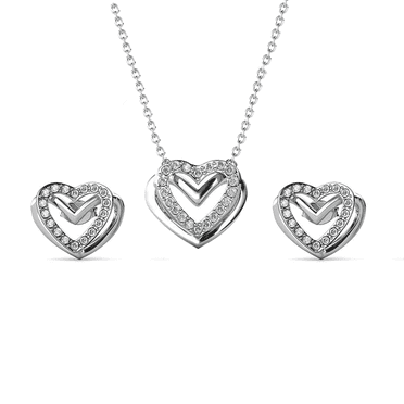 Cate & Chloe Cathy 18k White Gold Plated Jewelry Set with Swarovski Crystals for Women, Gift for Her