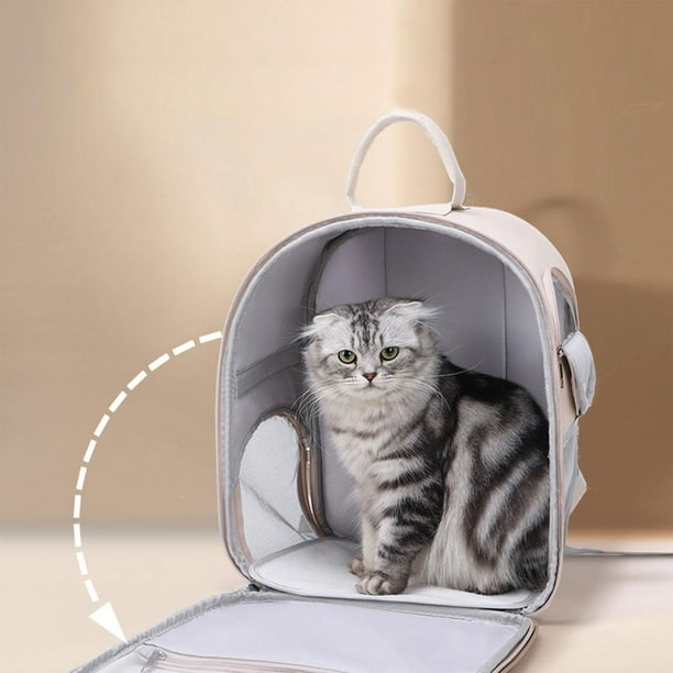 Breathable Cat Backpack Knapsack Puppy Adjustable Straps Transparent Ventilated W Zippers Large Pet Carrier Bag for Travel Hiking Outdoor