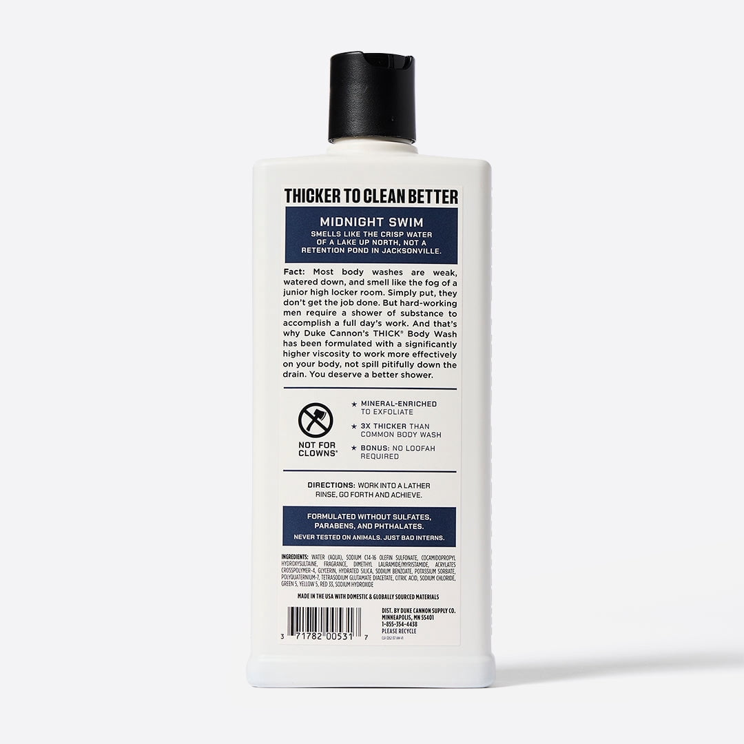 (6 pack) Duke Cannon THICK® Body Wash for Men, Midnight Swim, 18 fl oz