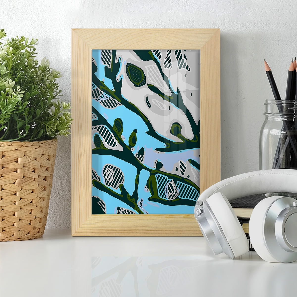 Abstract Tree Limbs I -Framed Print w/glass-Natural Wood