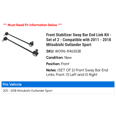 BOXI Sway Bar End Links Kit For Mitsubishi Endeavor 2004-2011 AWD – Front & Rear Stabilizer Bars (4-Piece Set)