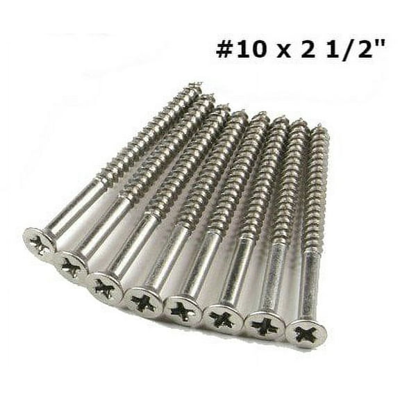 Satin Nickel Hinge Screws #10 X 2 1/2" for Commercial Door Hinges - 24 Pack
