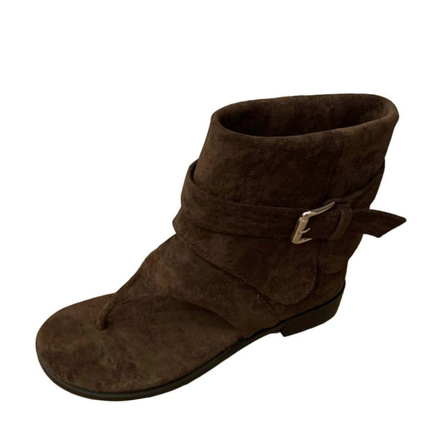 RXMEKW Bottines à Bout Ouvert Style Thong pour Femmes Tige en Denim Asymétrique avec Détail de Boucle Sandales