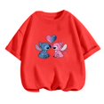 thumbnail image 3 of Camiseta de verano con estampado 3D de Lilo & Stitch de Disney para niña bonita, camiseta de manga corta con cuello redondo, ropa informal de moda para niña, mono de camión, 3 of 5