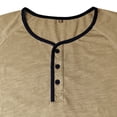 thumbnail image 5 of CHENHANN Tee Shirts Mens Short Sleeve Button Down Crewneck Henley Shirt Loose Fit Khaki Shirt with Button Summer Shirts for Men, 5 of 6