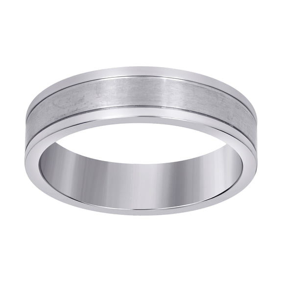 Stainless Steel Mens Center Brushed Double Grooved Comfort-fit Fashion Band Ring Size 10 Wedding Band for Men