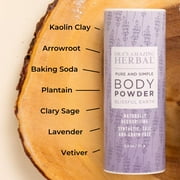 Talc Free Body Powder for Women, Dusting Powder, Cornstarch Free Talcum Powder, Grounding Relaxation Scent, Essential Oils Lavender, Vetiver, Clary Sage, Ora’s Amazing Herbal, Blissful Earth 2.5 oz