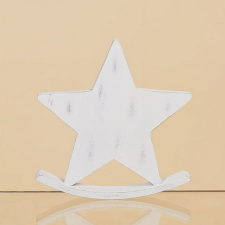 Pack of 2 Decorative Rustic Christmas Holiday White Wash Finished Wood Stars 7"