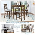 thumbnail image 3 of SESSLIFE 5 Piece Counter Height Dining Room Set, Includes Table & 4 Upholstered Chairs, Walnut, 3 of 11