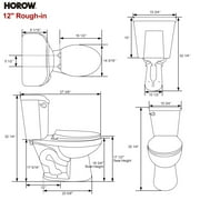 HOROW 1.28 GPF Round Two-Piece Toilet with Chair Height, Soft Seat, Single Flush, Installation Kit