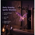 thumbnail image 5 of 2PC Dragon Bookshelf Lamp, Hand Carved Iridescent Purple Floating Dragon Night Light, Vintage Scrollwork Iron Bookend Decor Ideal Present for Fantasy Book Collectors, 5 of 8
