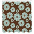 thumbnail image 3 of Ambesonne Brown and Blue Shower Curtain, Retro Flora, 69"Wx84"L, Pale Seafoam Umber Brown, 3 of 3