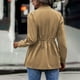 thumbnail image 4 of Gibobby chaquetas de invierno largas Chaqueta con cremallera de color liso para mujer: Gabardina a de viento de longitud media y estilo elegante (Caqui, L), 4 of 5