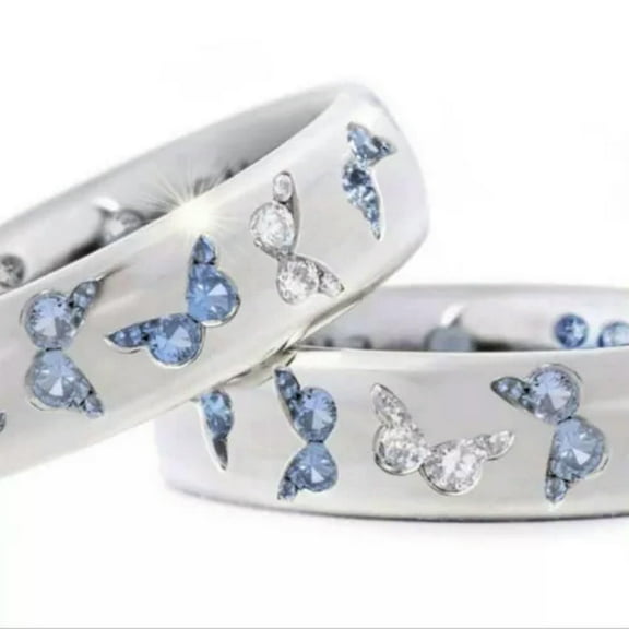 GKNET Delicate Jewelry Zircon Glamour Ring Rings Finger Rings Exquisite Simplicityu —-blue-10