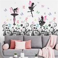 thumbnail image 2 of Pegatinas de pared de hadas de las flores, 2 hojas, pegatinas de pared autoadhesivas para niñas con flores y mariposas, pegatinas de pared para niñas y niños, dormitorio Lian, 2 of 5