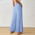 thumbnail image 5 of CQONEPT Wide Leg Pant for Women Button Palazzo High Waist Pants Casual Loose Fit Trendy Comfy Trousers Sky Blue M, 5 of 5